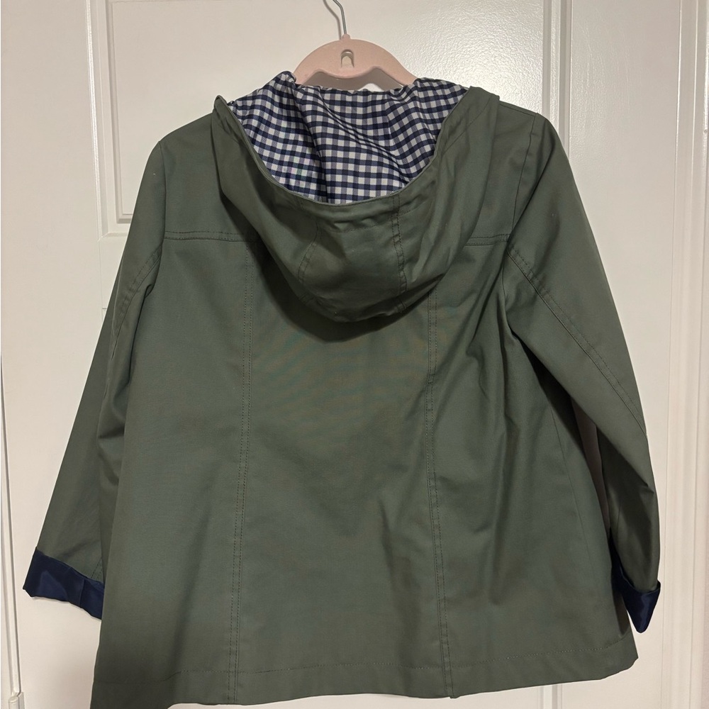 Talbots Olive and Navy Hooded Parka/Rain Coat - Picture 2 of 7